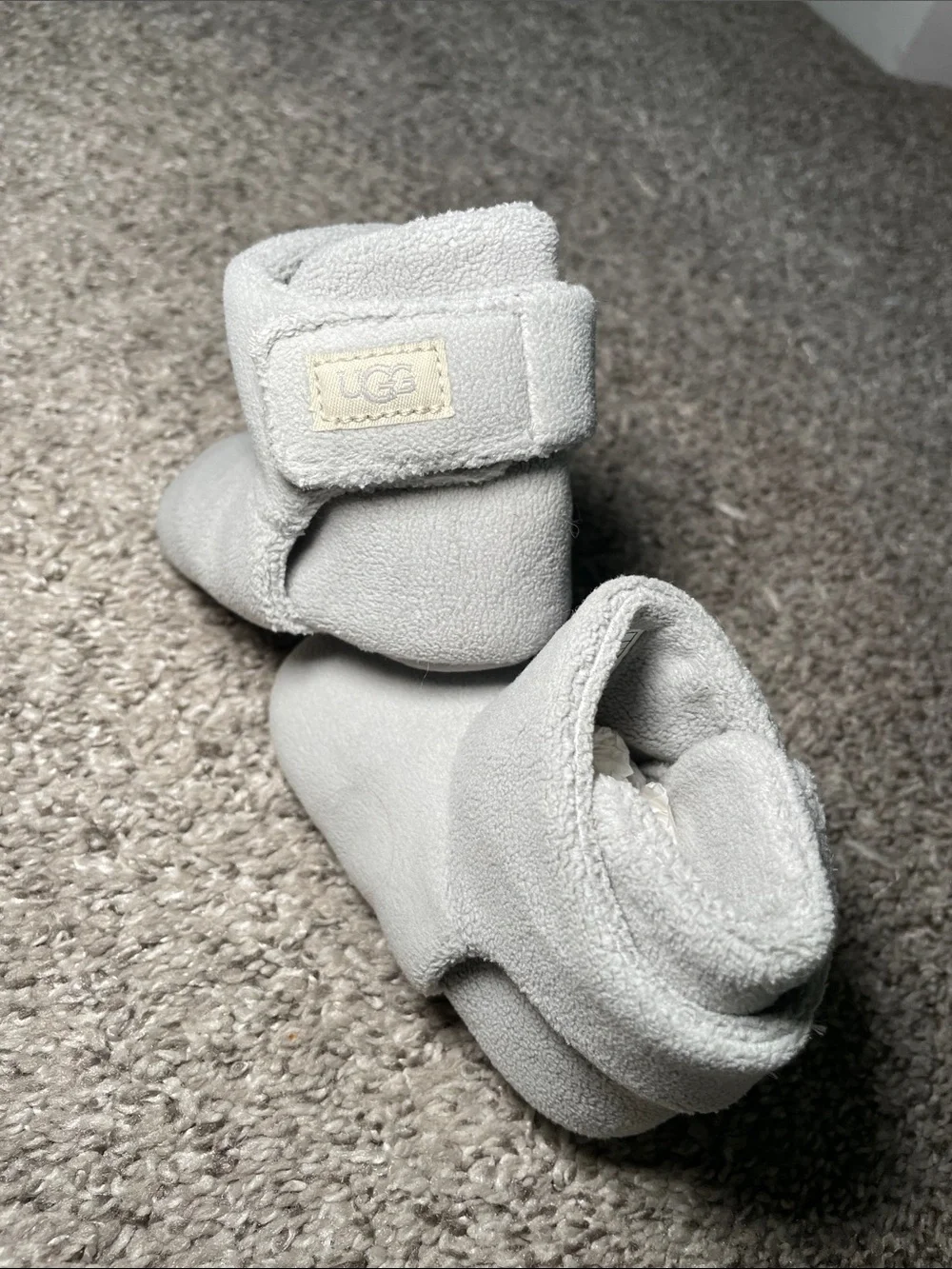 UGG Light Grey Infant Booties - Plush Suede Baby Shoes